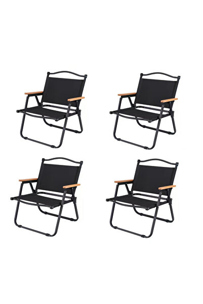 Zztcmp كرسي تخييم قابل للطي، عبوة من 4 كراسي خارجية قابلة للطي، كرسي شاطئ محمول وخفيف الوزن (أسود)