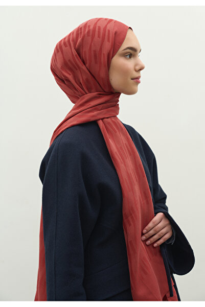 Freshscarfs Nara Cotton Flower Jacquard Shawl Soft Red