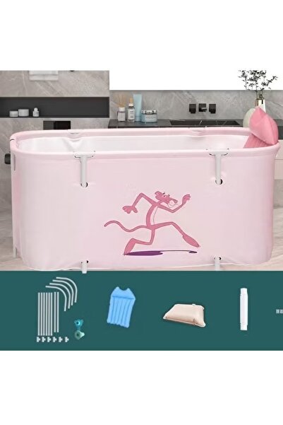 Generic Foldable Bathtub Extra Large Freestanding Soaking Bathing Tub SPA Tub for Hot Ice Bath Pink