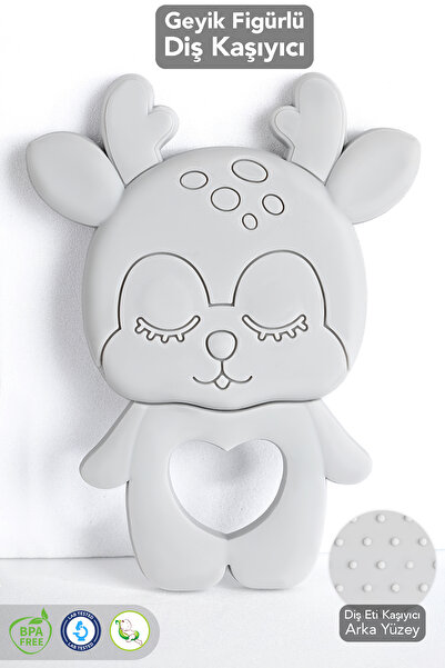 Meleni Baby Geyik Silikon Diş Kaşıyıcı - Sevimli Hayvan Figürlü Bebek Diş Kaş...