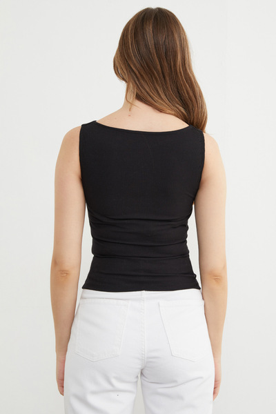 Fulla Moda κοτλέ Σώμα με λαιμόκοψη καγιάκ