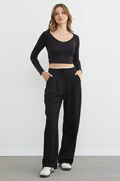 Fulla Moda Beli Ribana Detailed Pleated Modal Pants