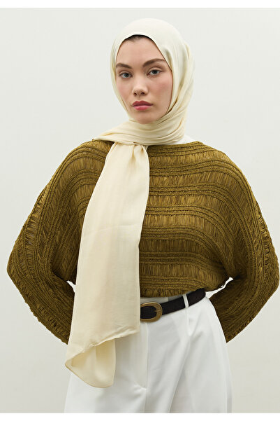 Freshscarfs Nara Cotton Floş Jacquard Shawl Butter