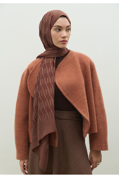 Freshscarfs Nara Cotton Floş Jacquard Shawl Cocoa