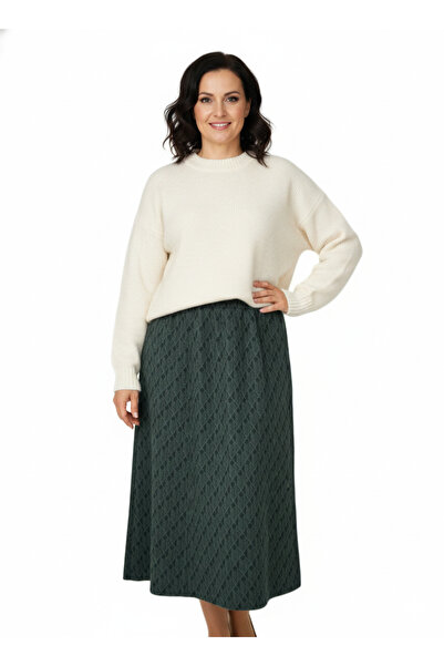 Oppland Жіноча зимова спідниця з частинами, з риб'ячим візерунком, з еластичним поясом, з бавовняною фактурою