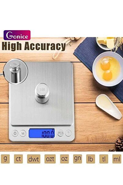 Gonice 500g/0.01g Rechargeable Digital Food Scale with Trays, Tare Function - Grams & Ounces