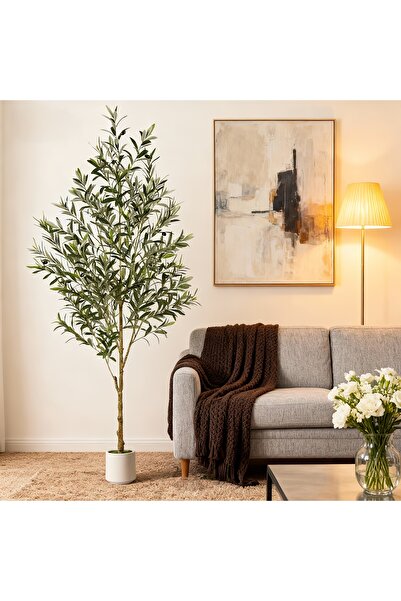 SCHENKERO شجرة زيتون مزيفة بطول 4.9 قدم - أوراقها وتوتها نابضة بالحياة، ديكور منزلي/فناء