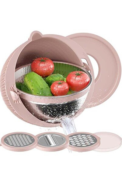 Arabest مجموعة أوعية خلط 4 في 1، مصفاة مطبخ 360 درجة، خلاط سلطة فواكه/خضراوات
