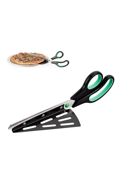 Generic مقص تقطيع البيتزا، مقص حلويات بمقبض أخضر، أدوات المخبز الاحترافية