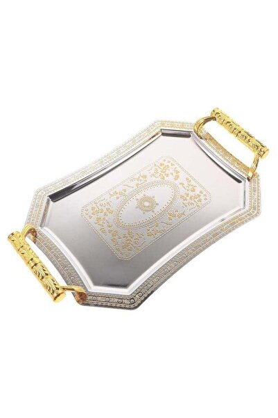 Arabest صينية من الفولاذ المقاوم للصدأ بمقابض، صواني تقديم، طبق طعام، صينية مجوهرات بمقابض