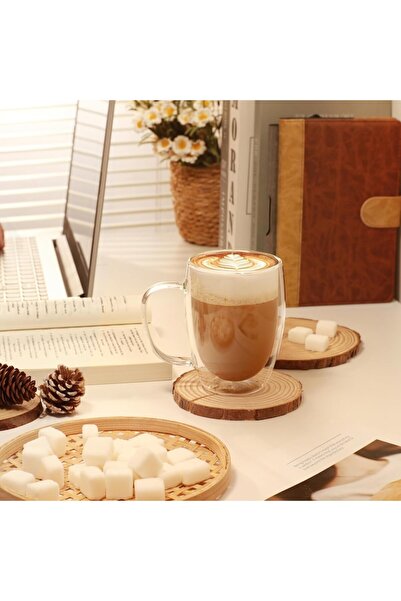 GABOS Double-wall borosilicate glass mug with handle, 150 ml, with cork coaster