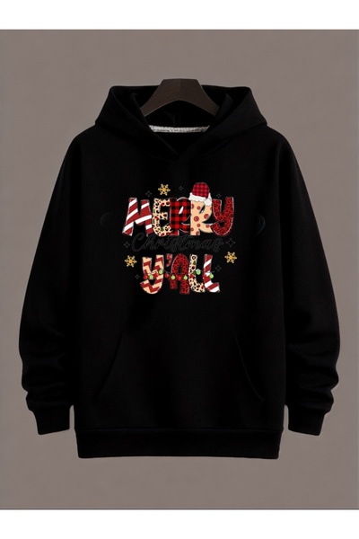 ArtYus Unisex Long Sleeve Transfer Merry Christmas Christmas Printed Plus Size Crew Neck Sweatshirt