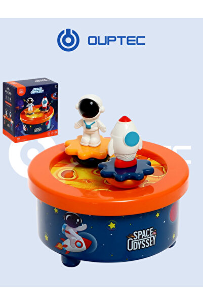 Ouptec Astronot ve Roket Figürlü Müzik Kutusu - Kurmalı Müzikli Uzay Oyuncağı...