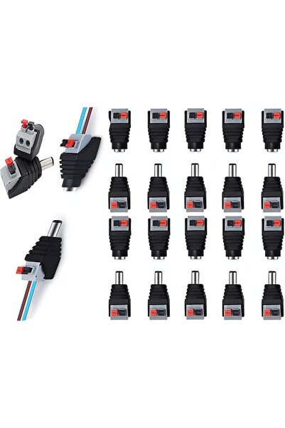 ELECDON 10 Pairs 5.5 x 2.1 mm DC Power Connector Plug (Male & Female) for CCTV and LED Strip