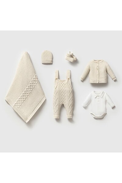Nipperland Nipperlan Baby Girl and Boy Knitwear Lamb Wool Hospital Discharge 0-3 Months Knitwear Set Cardigan Salopet Set