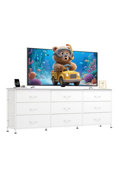 NKX 9-drawer large size TV model For inside Bed Home Bed Room White Color 63" inch