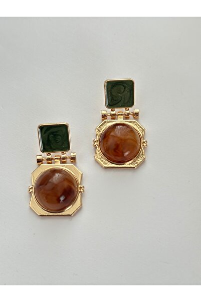 mibrillo Brand Equivalent Two Color Agate Stone Earrings