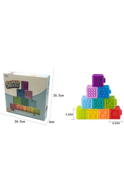 PROCART Children's sensory cubes, soft silicone, multicolor, 5.3 x 6.5 cm, set of 10 pieces