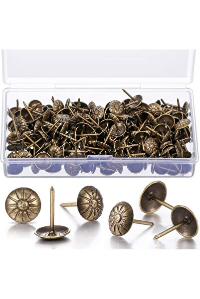 NALACAL 200 Pcs Antique Brass Daisy Upholstery Tacks (7/16 inch)