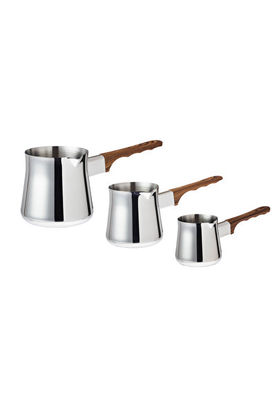 SQUALO طقم 3 ركوات قهوة تركية ستانلس ستيل – سعات 180 مل، 360 مل، و720 مل لتحضير قهوتك كما تحب! ☕🔥