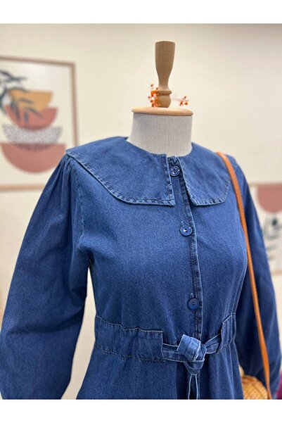 NevaMar Baby Collar Long Denim Dress