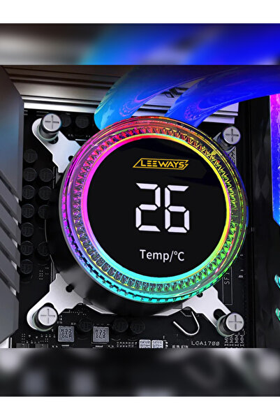 leeways 240 Pro White Argb Intel-Amd Compatible Black Liquid Cooler with Argb Digital Temperature Display