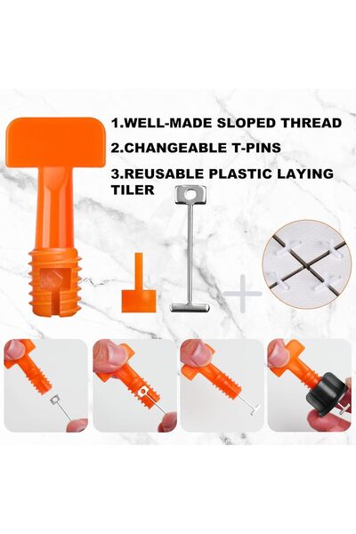 ELECDON Tile Leveler Spacers, 51Pcs Tile Leveling System Kit - Reusable Tile Installation Tool Kit f