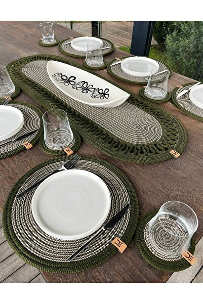 home inn 13-Piece Stain-Resistant Polypropylene Braided Model American Dinner...