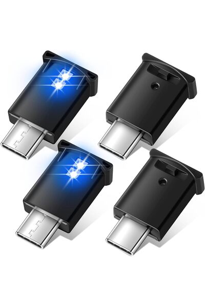 NALACAL 4 Pieces Mini USB Type C LED Light – 8-Color Car Interior & USB Atmosphere Lights