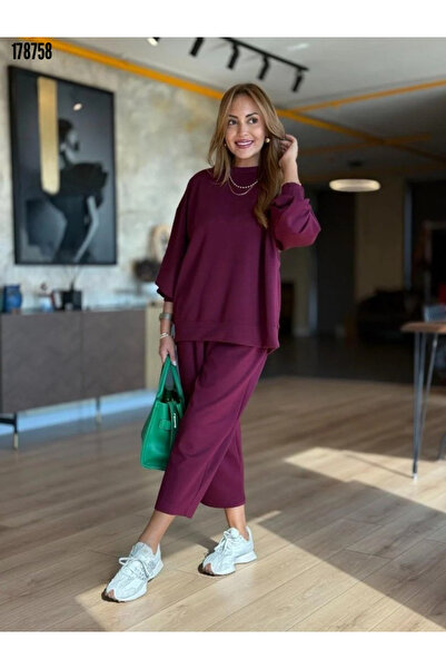 moda wanilia Double Suit Viscose Two Thread Long Sleeve Crew Neck Blouse Pants