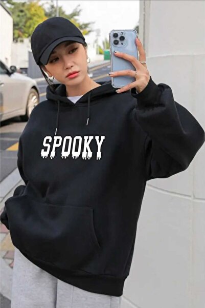 Hunors Sportswear & Company سويت شيرت Spooky مطبوع للجنسين موديل قطن بغطاء رأس