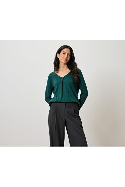 Tchibo Women's Blouse, Glitter Thread, Petrol