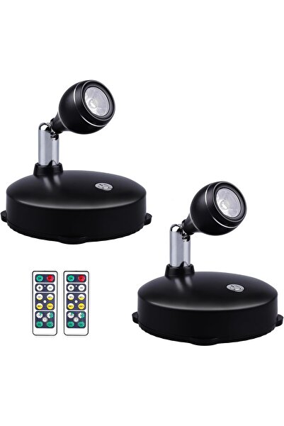 EXCEFORE قطعتان من كشاف LED لاسلكي داخلي يعمل بالبطارية - قابل للتعتيم، قابل ...