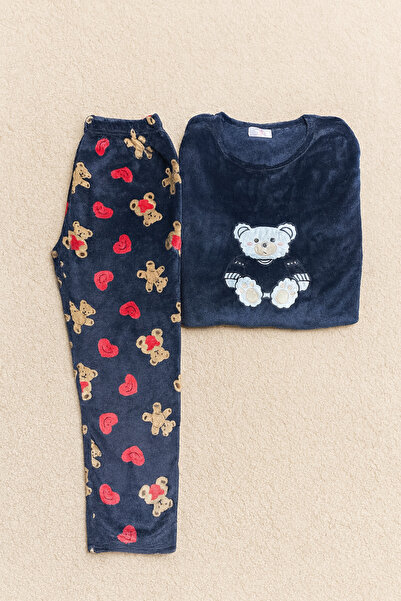 oncepetcom Navy Blue Teddy Bear Women's Pajama Set