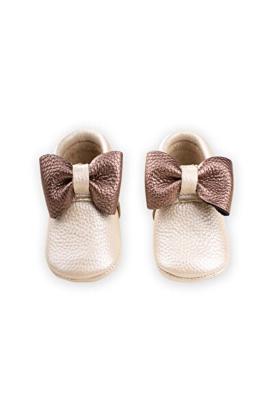 Cigit Leather Baby Shoes Size 17-21 Ecru-Rose