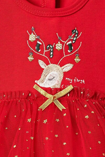 Banamio Melinda Geyik Embroidered Star Foil Printed New Year's Dress