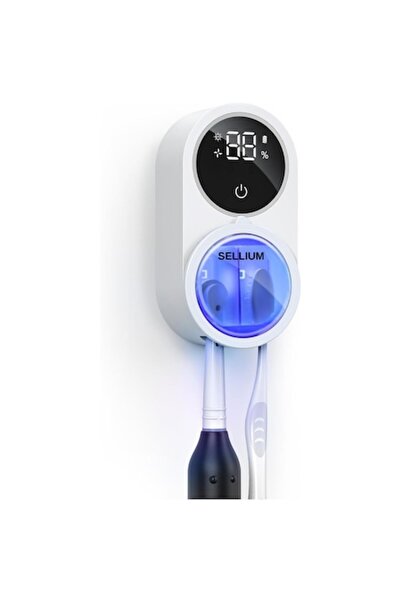 SELLIUM Portable UV Sterilizer for 2 Toothbrushes, White + 2 Gift Brushes