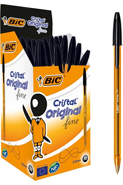 Bic Pix Cristal Fine 0.8 mm negru, 50 buc/cutie