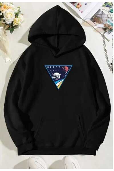 Hunors Sportswear & Company سويت شيرت سبيس مطبوع موديل قطن بغطاء رأس للجنسين