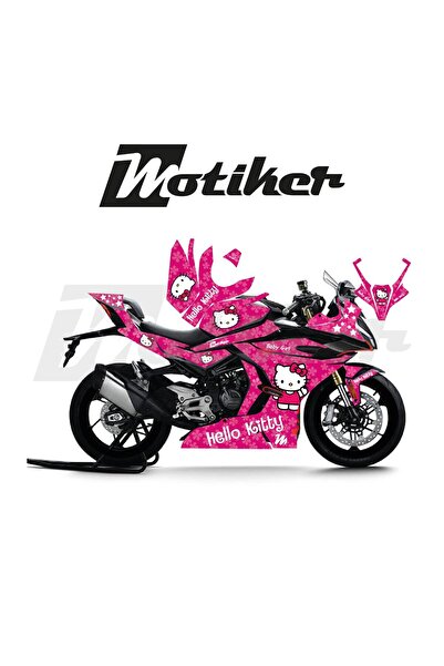 Motiker CFMOTO 450SR Hello Kitty Pembe Çiçekli Sticker Etiket Tasarım Motosik...