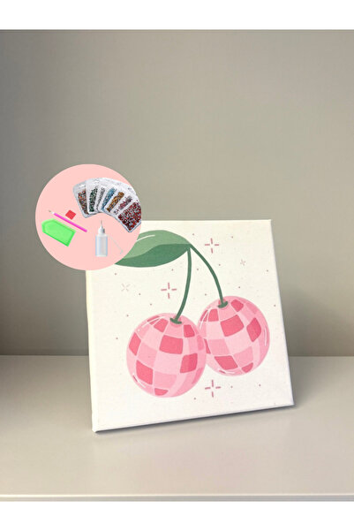 YADA Kiraz - Rhinestone Kit, Diamond painting, Kristal Taş Yapıştırma 20x20 Kanvas