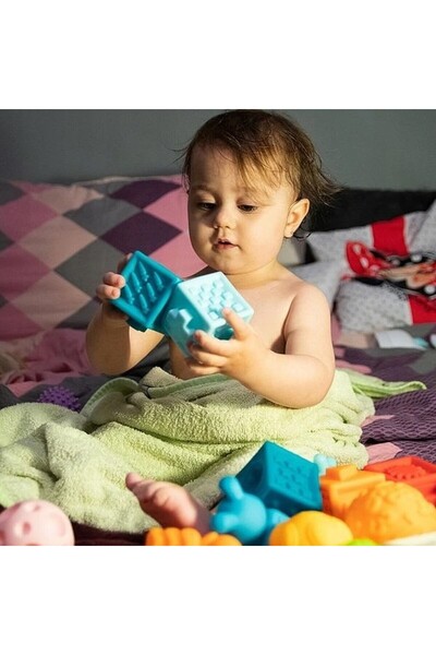 PROCART Children's sensory cubes, soft silicone, multicolor, 5.3 x 6.5 cm, set of 10 pieces