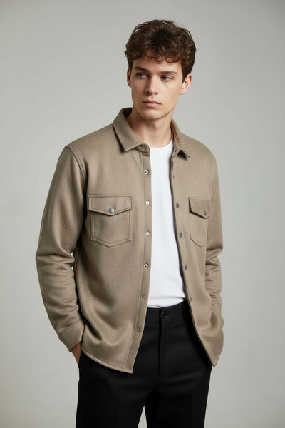 THE WOOW Men's Nubuck/Suede Regular Double Pocket Snap Fastener Camel (Mink) ...