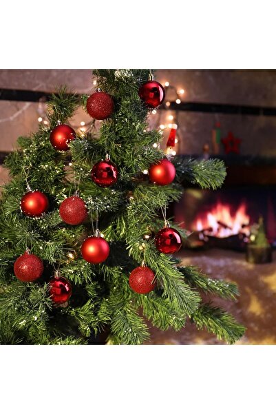 Lexi Bella Christmas Pine Tree Ornament Home Office Decor 12-Piece Bright Red...