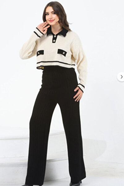 H&E LUXURY DESIGN Set de două piese de tricotaje sportive cu textura moale pentru femei