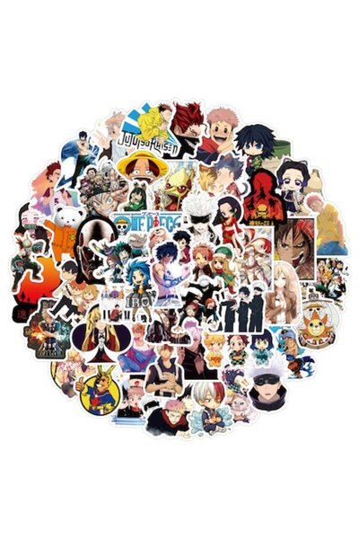 OEM Set de 50 de autocolante cu desene animate anime, PVC, impermeabile, 5-8 cm, multicolore