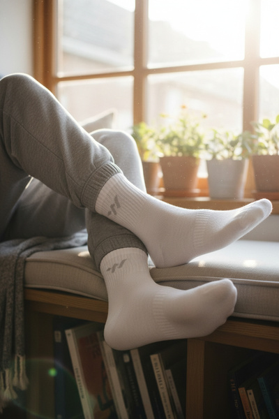 WALKWAY Білі бавовняні чоловічі довгі шкарпетки TNS-2181