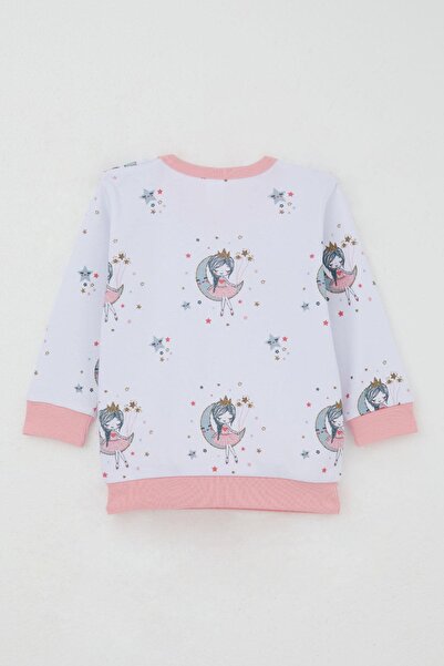 Breeze Baby Girl Tracksuit Set with Shoulder Patches, Dreamy Girl Patterned, 4 Months-1 Year Old, White