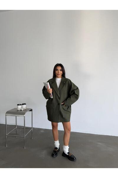 BUTİK ELAJ KELVİN Kaşe Çizğili 1123 Ceket - Haki