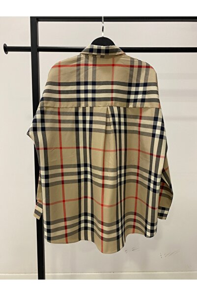 Hatun Atila Hatunatila Plaid Pocket Teddy Bear Embroidered Shirt 8761 Mink